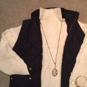 Long gold and blue unique necklace